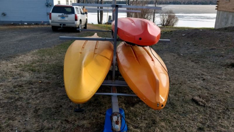 3 kayaks and 6 place canoe / kayak trailer for sale from