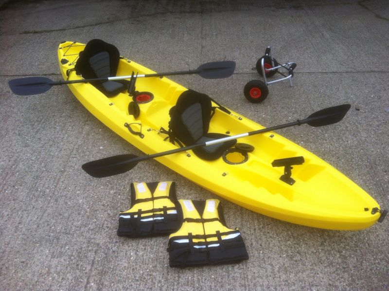 new sit on top double tandem river/sea fishing kayak canoe