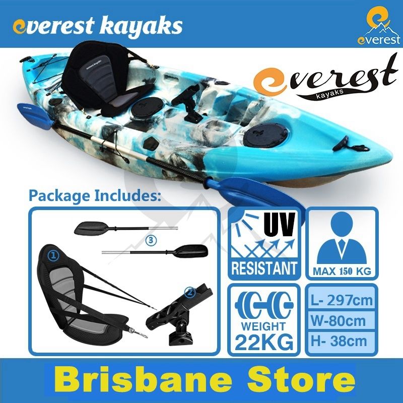 3.0M Single Fishing Kayak Package - Blue Camo- Brisbane 