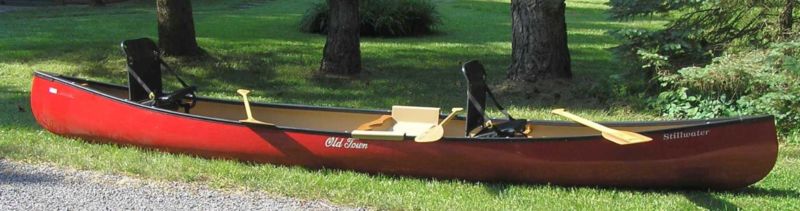 Old Town "stillwater" 16' Fiberglass Canoe Red W/ Paddles ...