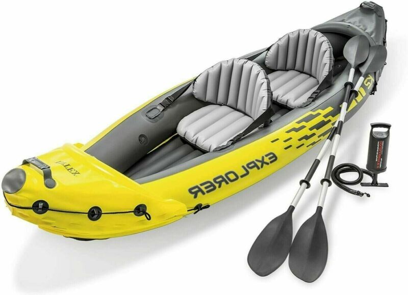 Intex Explorer K2 Kayak 2 Person Inflatable Canoe Boat With Pump Oars