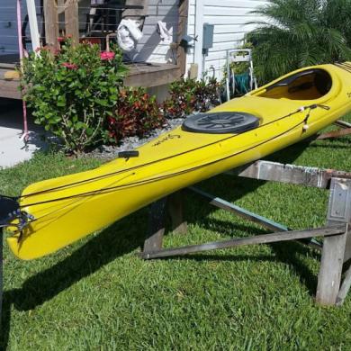 current design - storm kayak - yellow - with rudder for